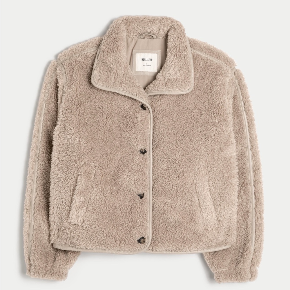 Hollister Women's Cozy Beige Teddy Jacket